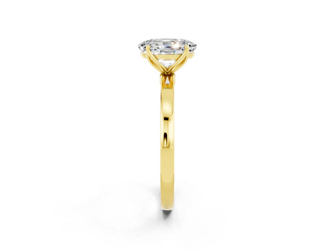 Yellow gold Oval Cut Solitaire Diamond Ring with Thin Band and Four-Prong Setting_2