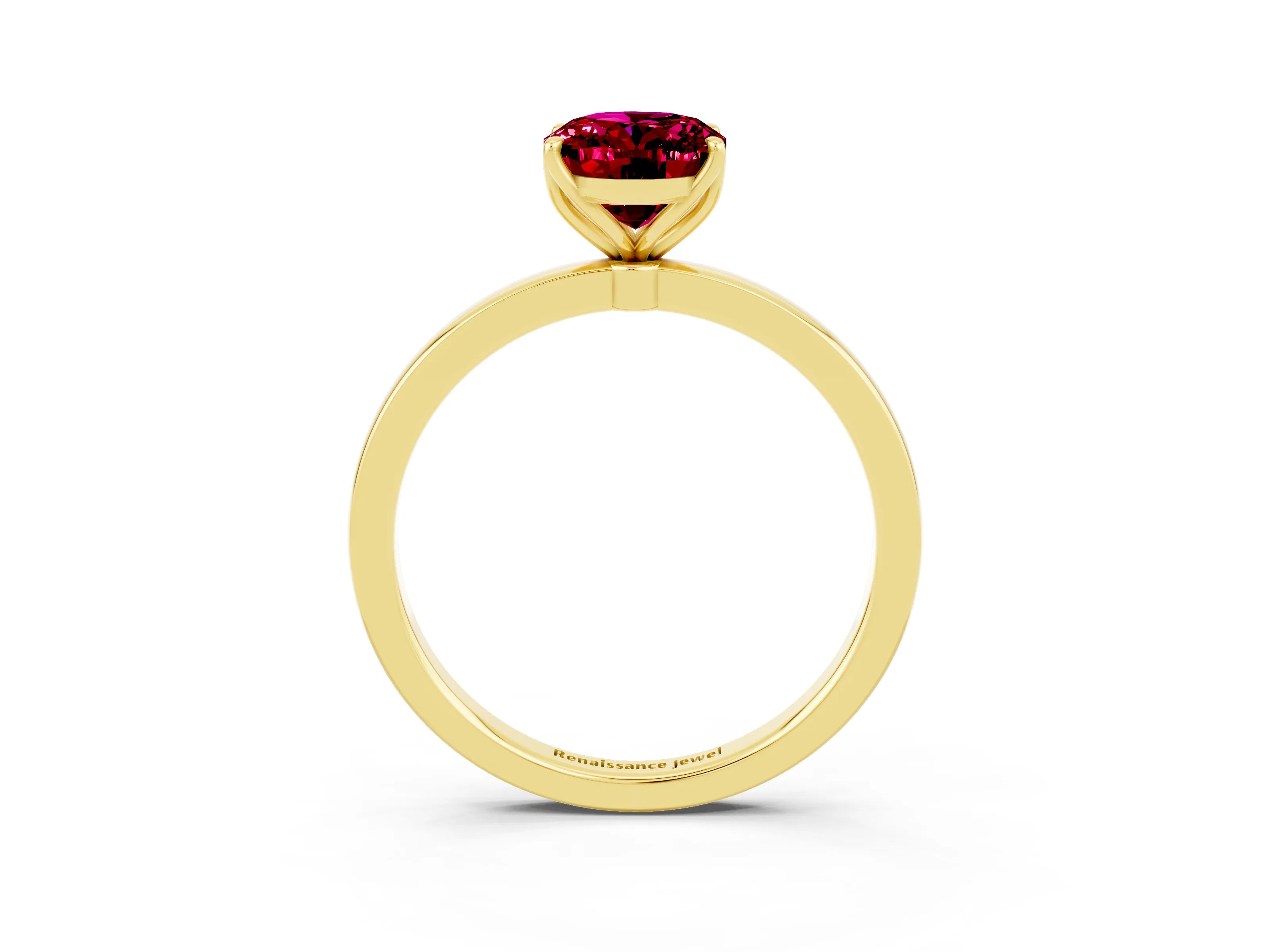 Yellow gold Oval Cut Solitaire Diamond Ring with Thin Band and Four-Prong Setting_3