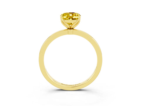 Yellow gold Oval Cut Solitaire Diamond Ring with Thin Band and Four-Prong Setting_3