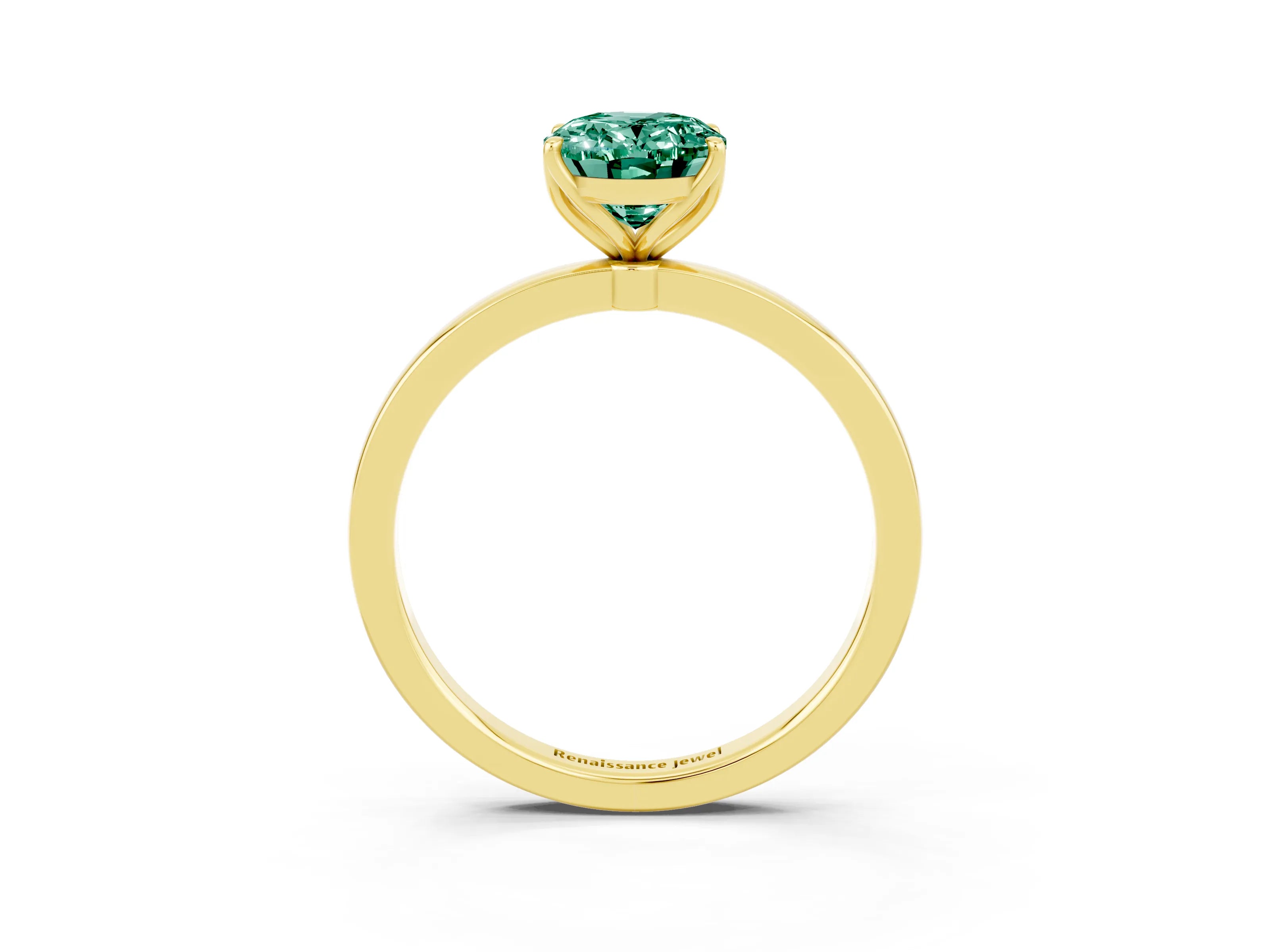 Yellow gold Oval Cut Solitaire Diamond Ring with Thin Band and Four-Prong Setting_3