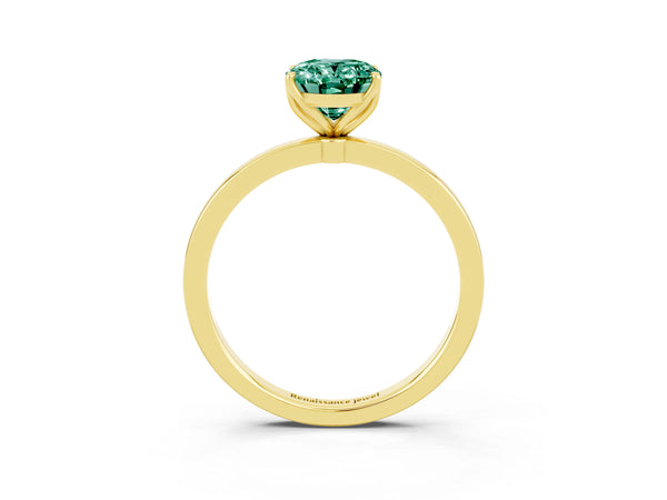 Yellow gold Oval Cut Solitaire Diamond Ring with Thin Band and Four-Prong Setting