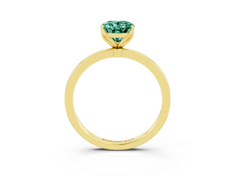 Yellow gold Oval Cut Solitaire Diamond Ring with Thin Band and Four-Prong Setting_3