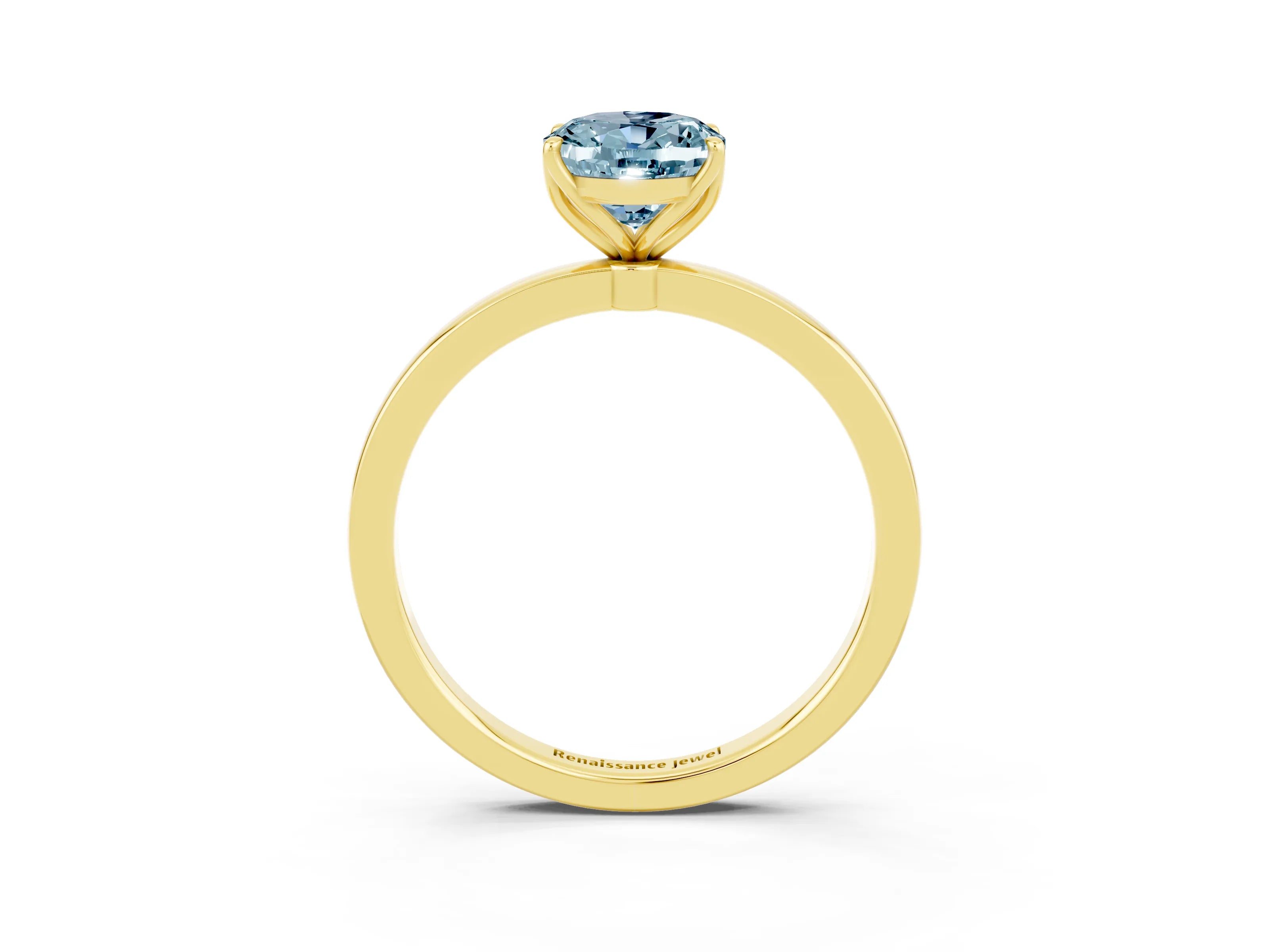 Yellow gold Oval Cut Solitaire Diamond Ring with Thin Band and Four-Prong Setting_3