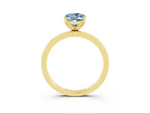 Yellow gold Oval Cut Solitaire Diamond Ring with Thin Band and Four-Prong Setting_3
