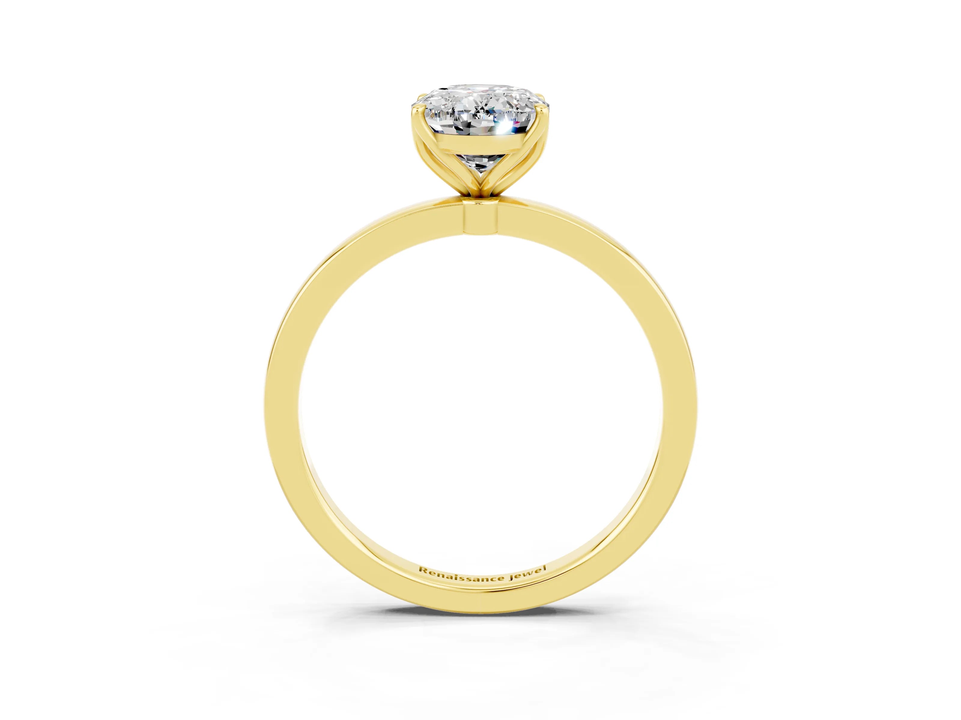 Yellow gold Oval Cut Solitaire Diamond Ring with Thin Band and Four-Prong Setting_3
