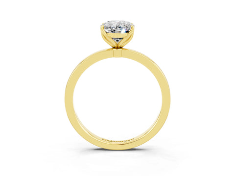 Yellow gold Oval Cut Solitaire Diamond Ring with Thin Band and Four-Prong Setting_3