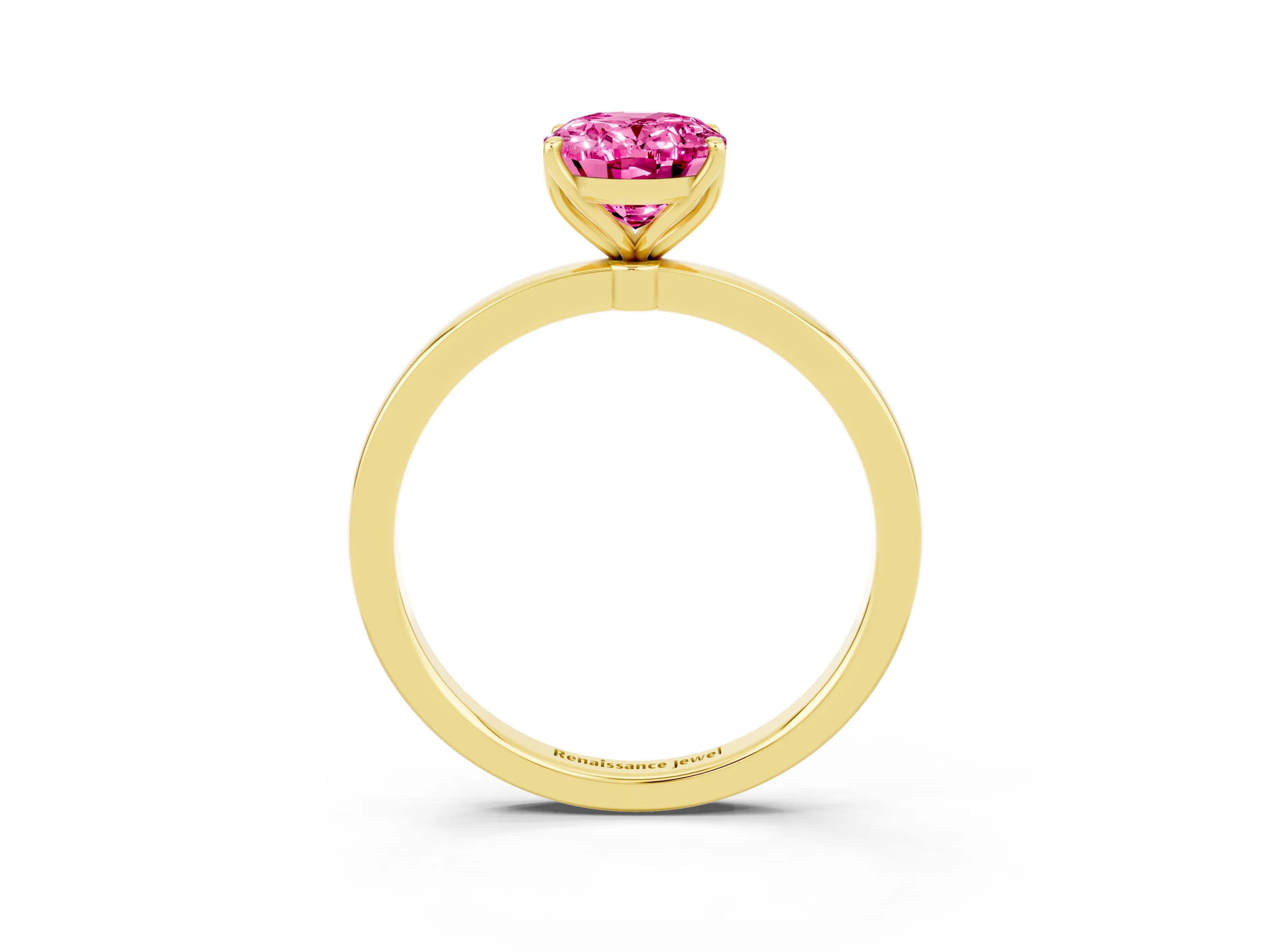 Yellow gold Oval Cut Solitaire Diamond Ring with Thin Band and Four-Prong Setting_3