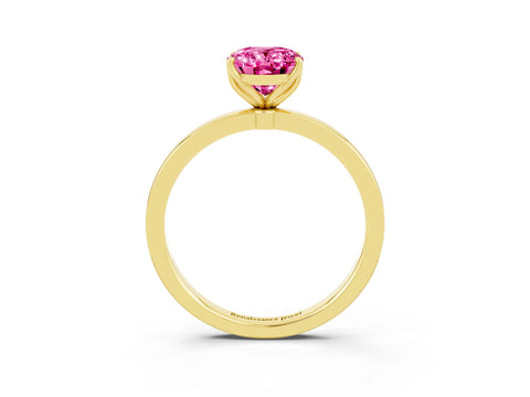 Yellow gold Oval Cut Solitaire Diamond Ring with Thin Band and Four-Prong Setting_3