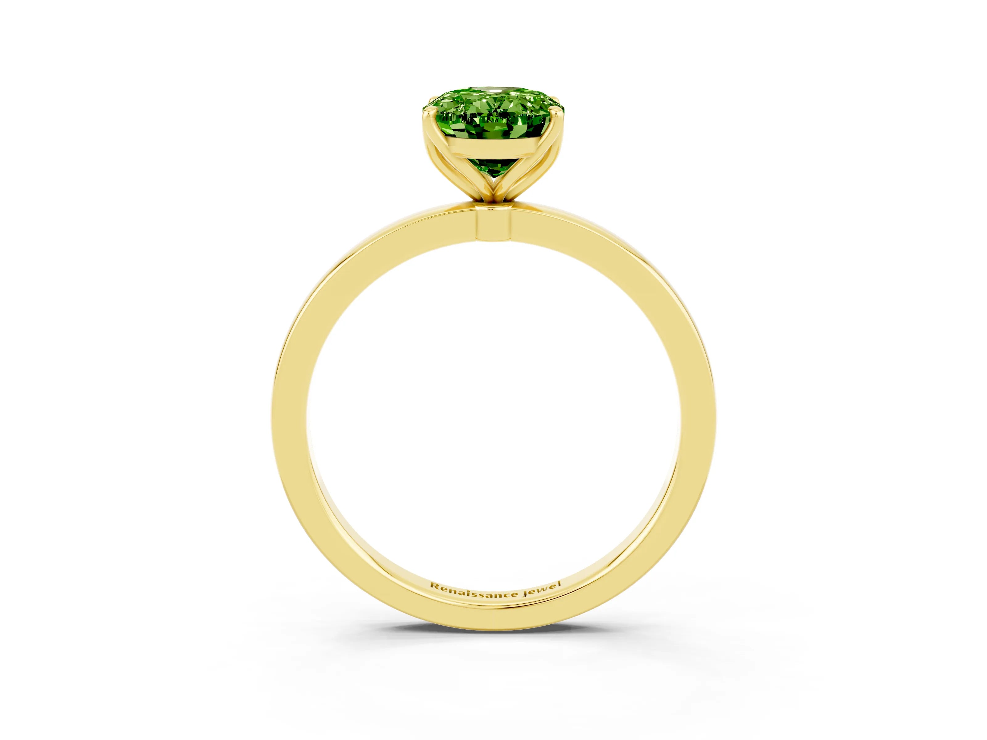 Yellow gold Oval Cut Solitaire Diamond Ring with Thin Band and Four-Prong Setting_3
