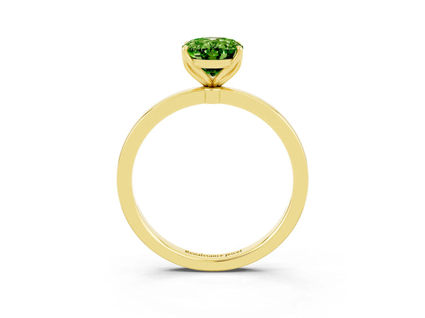 Yellow gold Oval Cut Solitaire Diamond Ring with Thin Band and Four-Prong Setting
