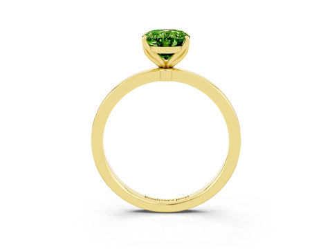 Yellow gold Oval Cut Solitaire Diamond Ring with Thin Band and Four-Prong Setting_3