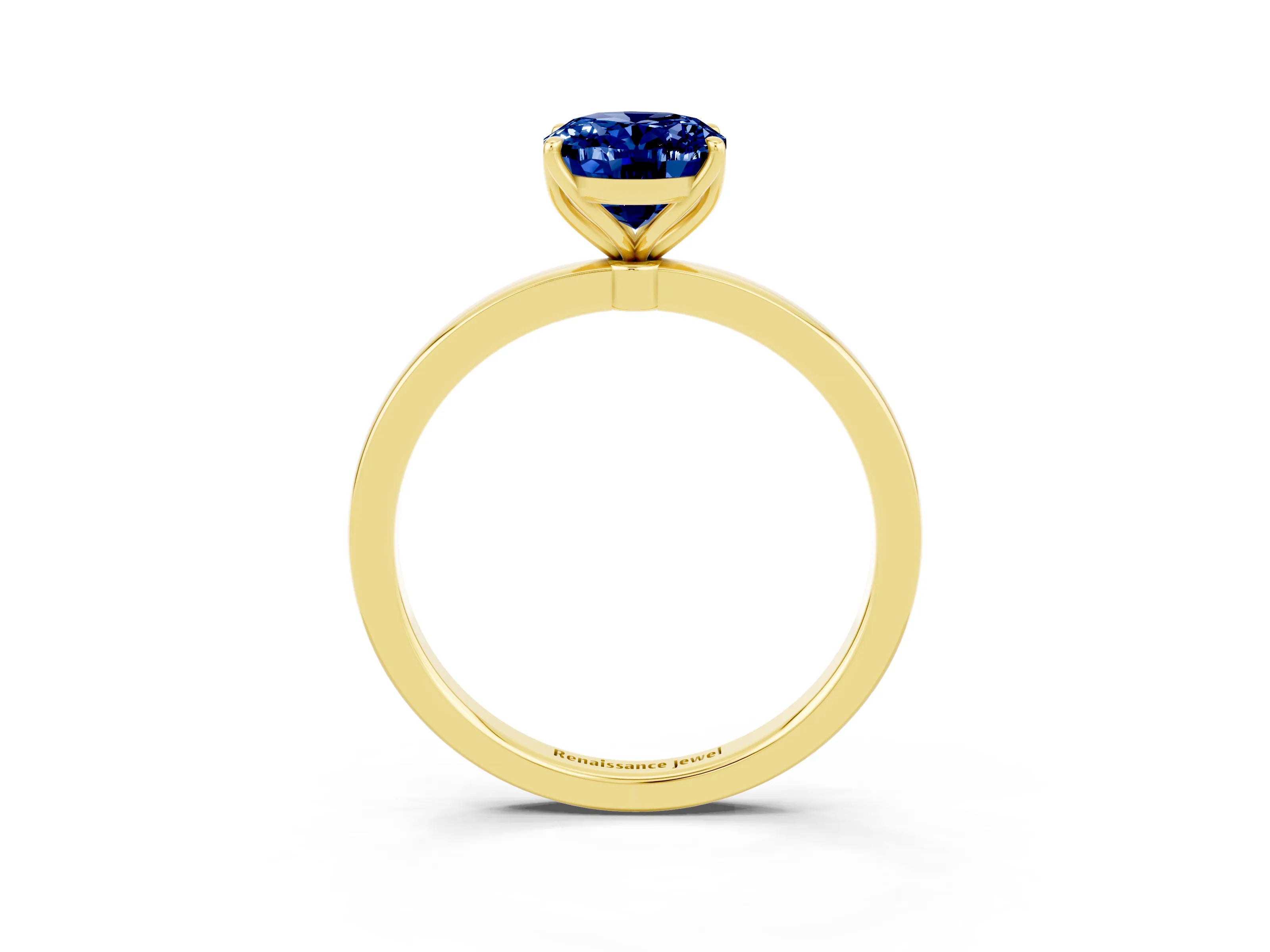 Yellow gold Oval Cut Solitaire Diamond Ring with Thin Band and Four-Prong Setting_3