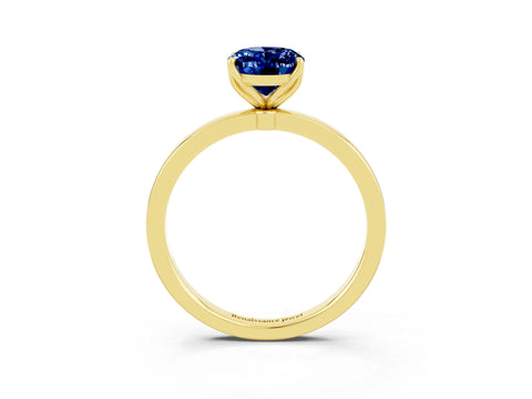 Yellow gold Oval Cut Solitaire Diamond Ring with Thin Band and Four-Prong Setting_3