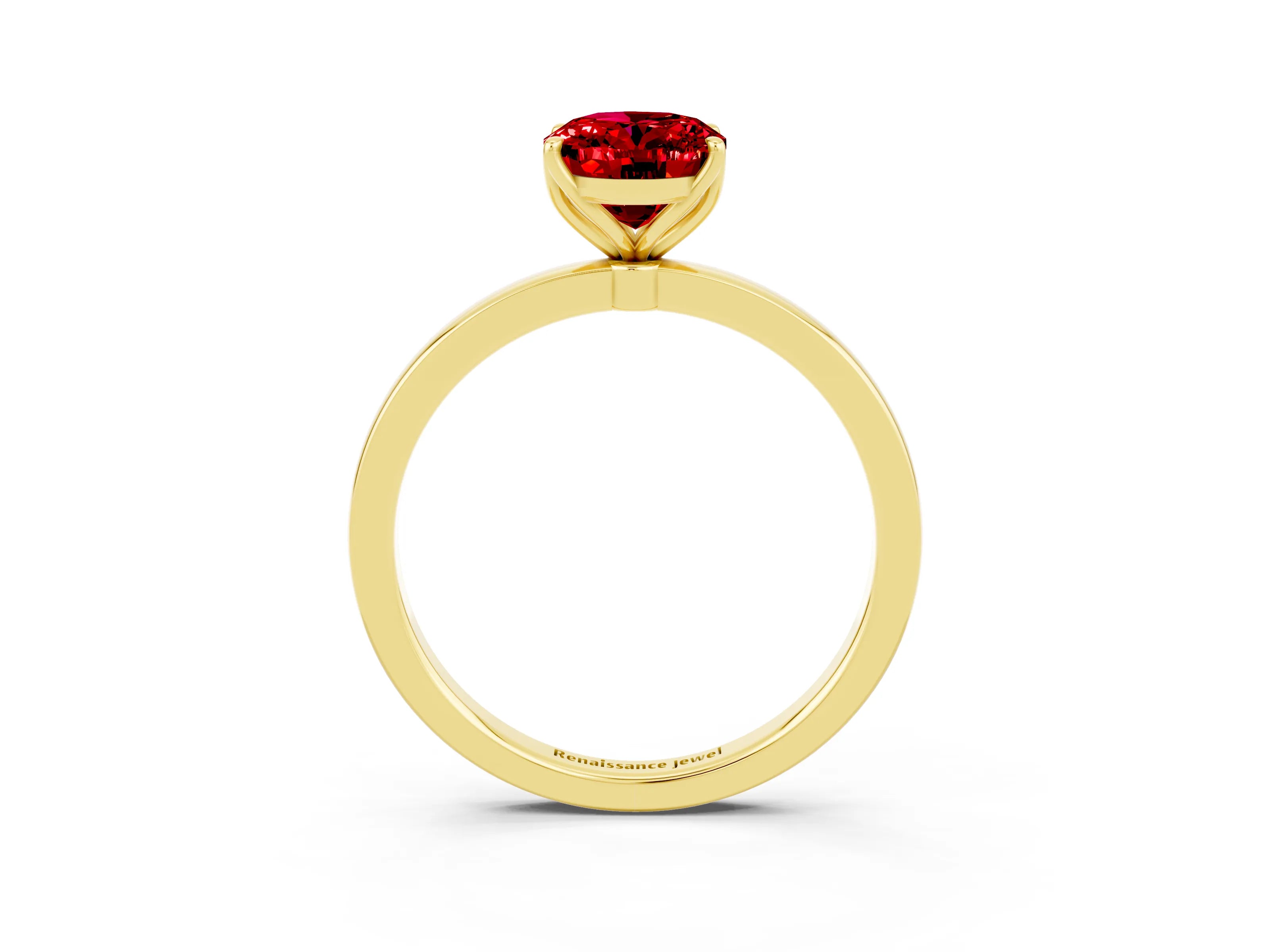 Yellow gold Oval Cut Solitaire Diamond Ring with Thin Band and Four-Prong Setting_3