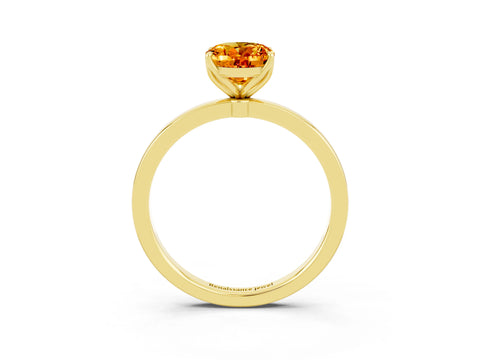 Yellow gold Oval Cut Solitaire Diamond Ring with Thin Band and Four-Prong Setting_3