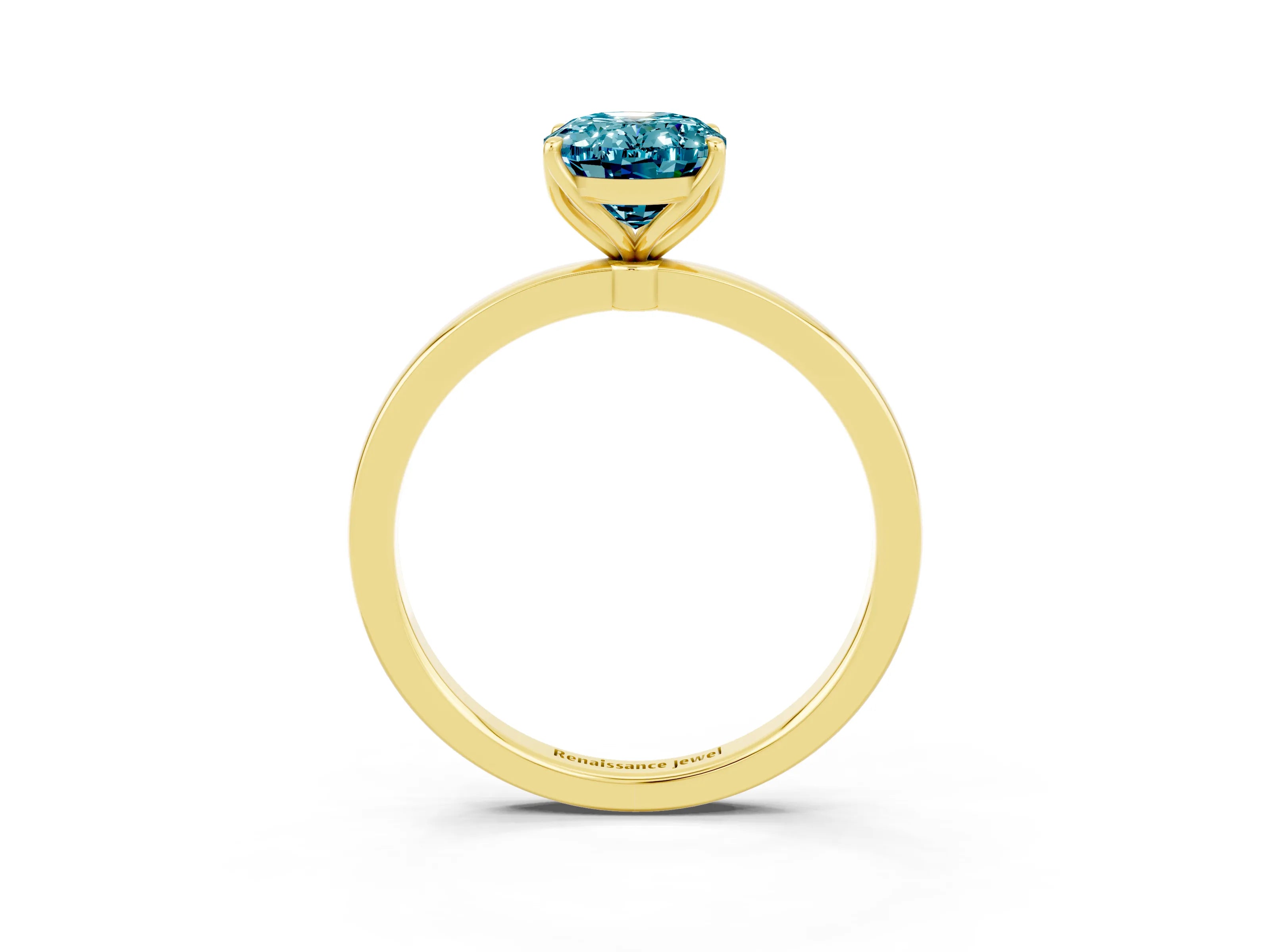 Yellow gold Oval Cut Solitaire Diamond Ring with Thin Band and Four-Prong Setting_3