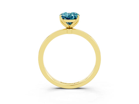 Yellow gold Oval Cut Solitaire Diamond Ring with Thin Band and Four-Prong Setting_3