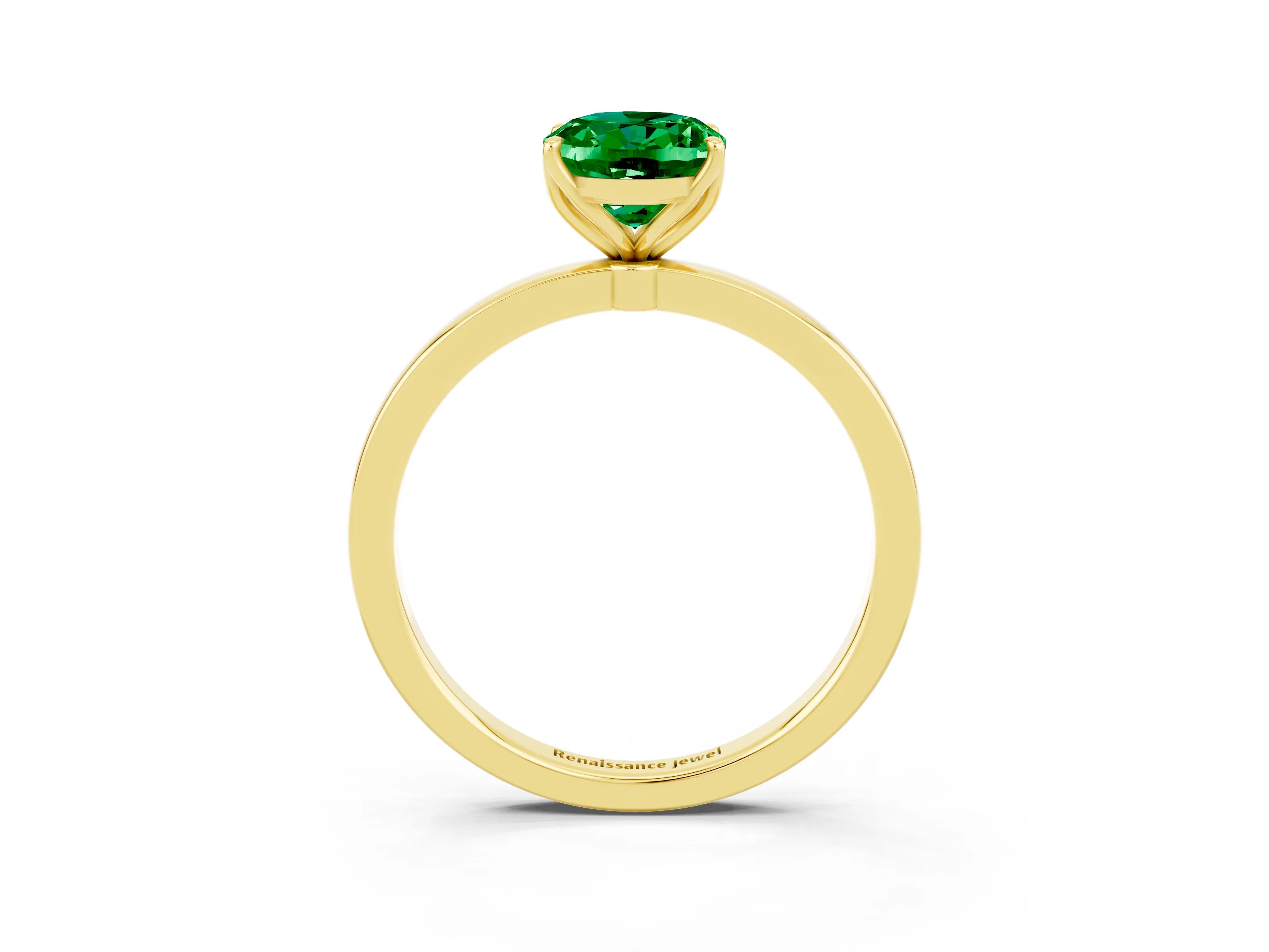 Yellow gold Oval Cut Solitaire Diamond Ring with Thin Band and Four-Prong Setting_3