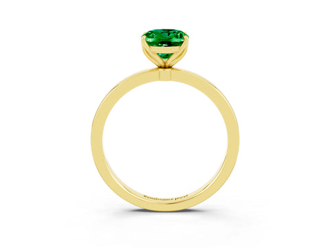 Yellow gold Oval Cut Solitaire Diamond Ring with Thin Band and Four-Prong Setting_3