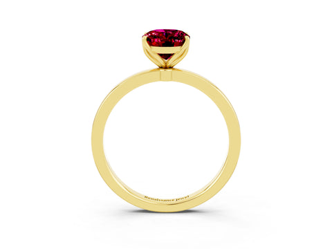 Yellow gold Oval Cut Solitaire Diamond Ring with Thin Band and Four-Prong Setting_3