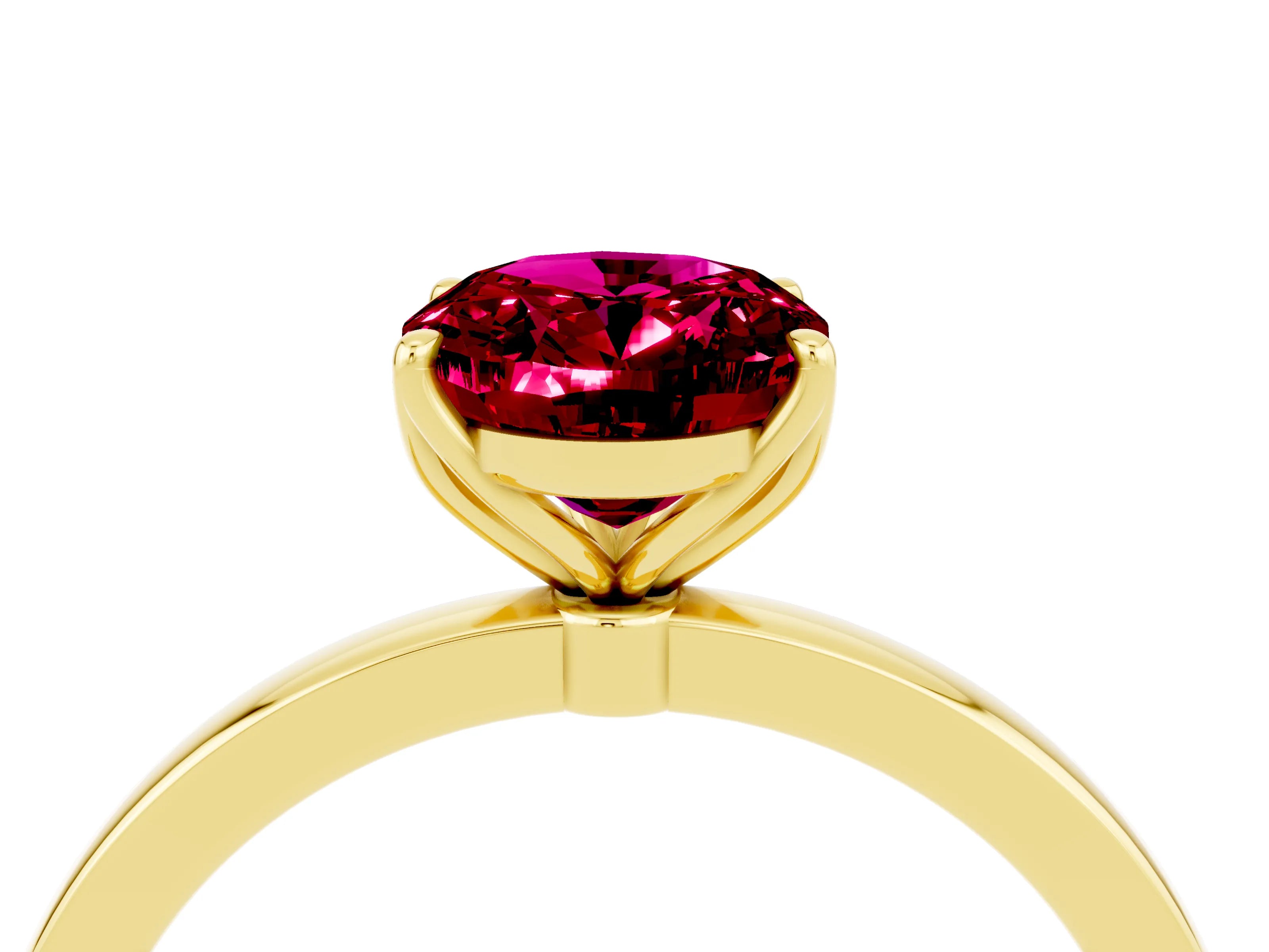Yellow gold Oval Cut Solitaire Diamond Ring with Thin Band and Four-Prong Setting_4