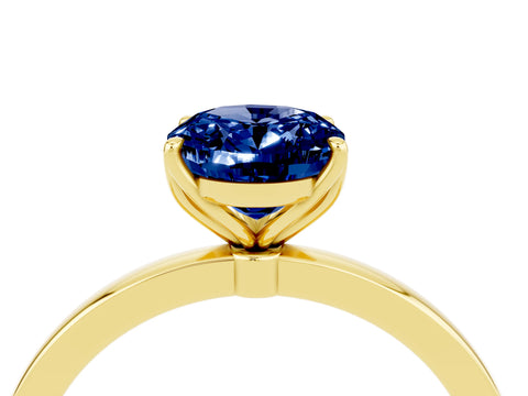 Yellow gold Oval Cut Solitaire Diamond Ring with Thin Band and Four-Prong Setting_4