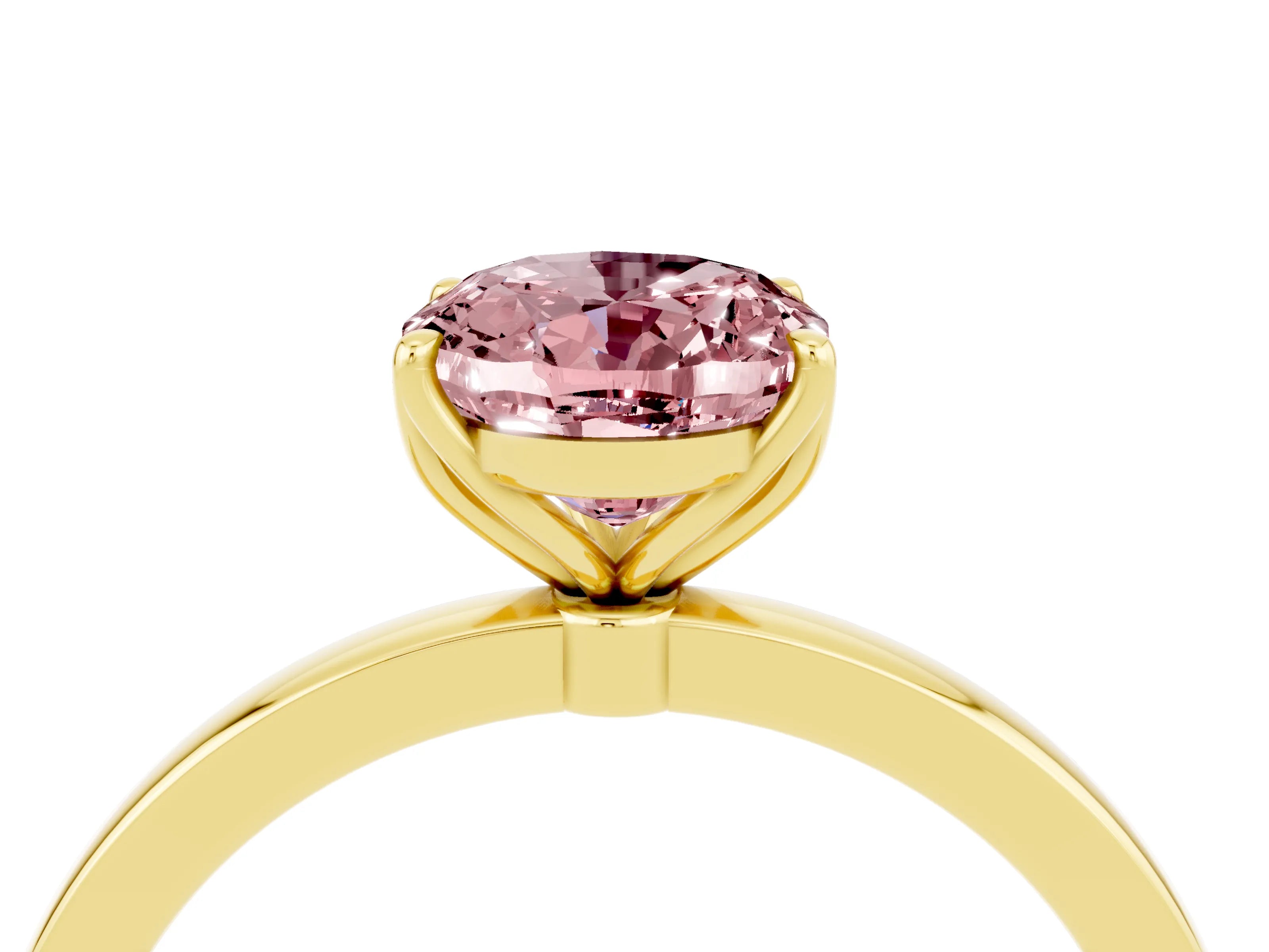 Yellow gold Oval Cut Solitaire Diamond Ring with Thin Band and Four-Prong Setting_4