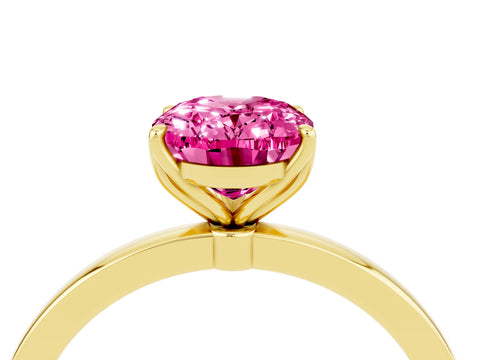 Yellow gold Oval Cut Solitaire Diamond Ring with Thin Band and Four-Prong Setting_4