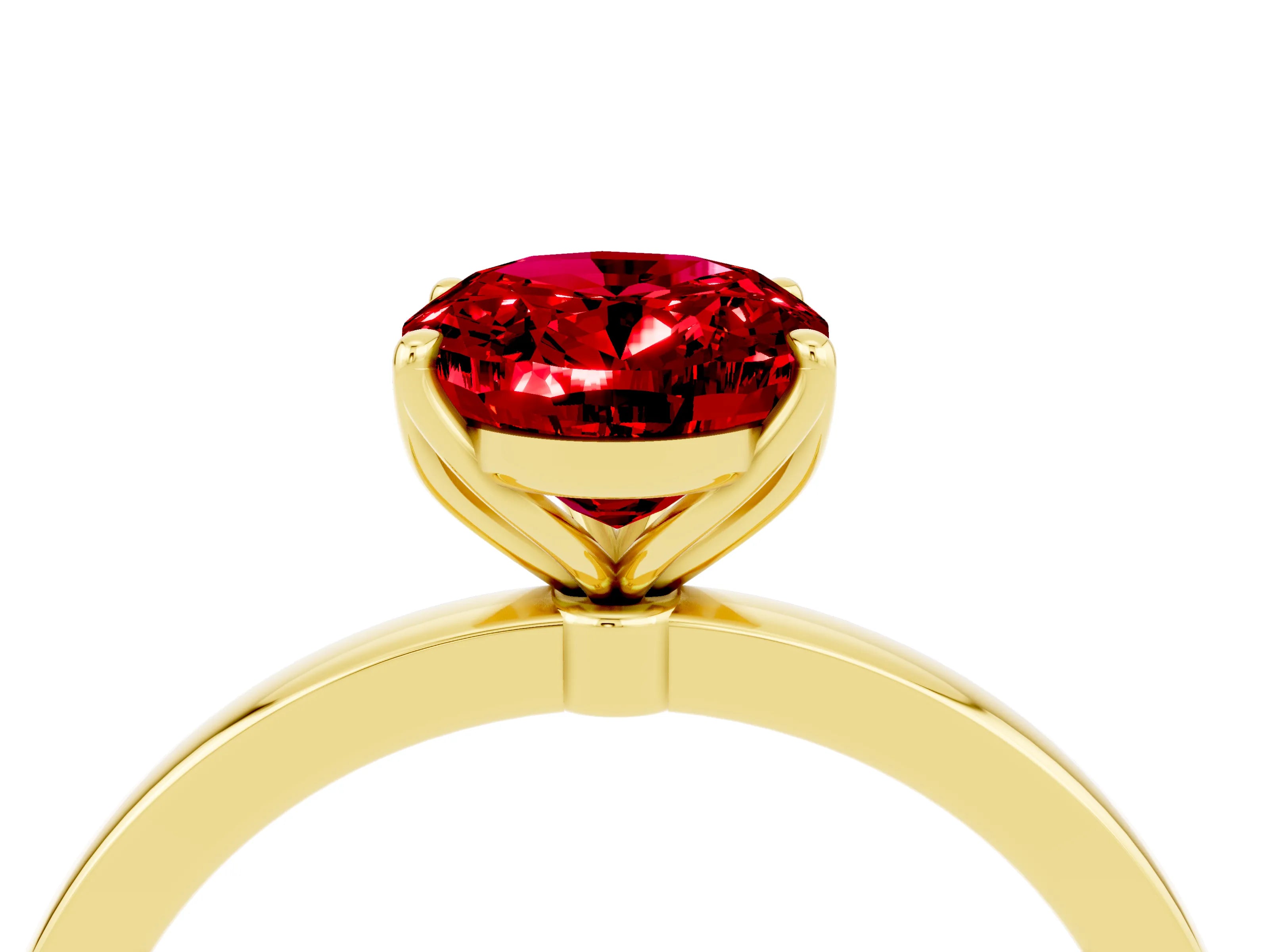 Yellow gold Oval Cut Solitaire Diamond Ring with Thin Band and Four-Prong Setting_4