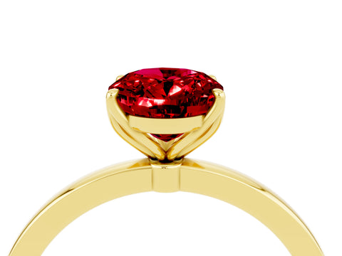 Yellow gold Oval Cut Solitaire Diamond Ring with Thin Band and Four-Prong Setting_4