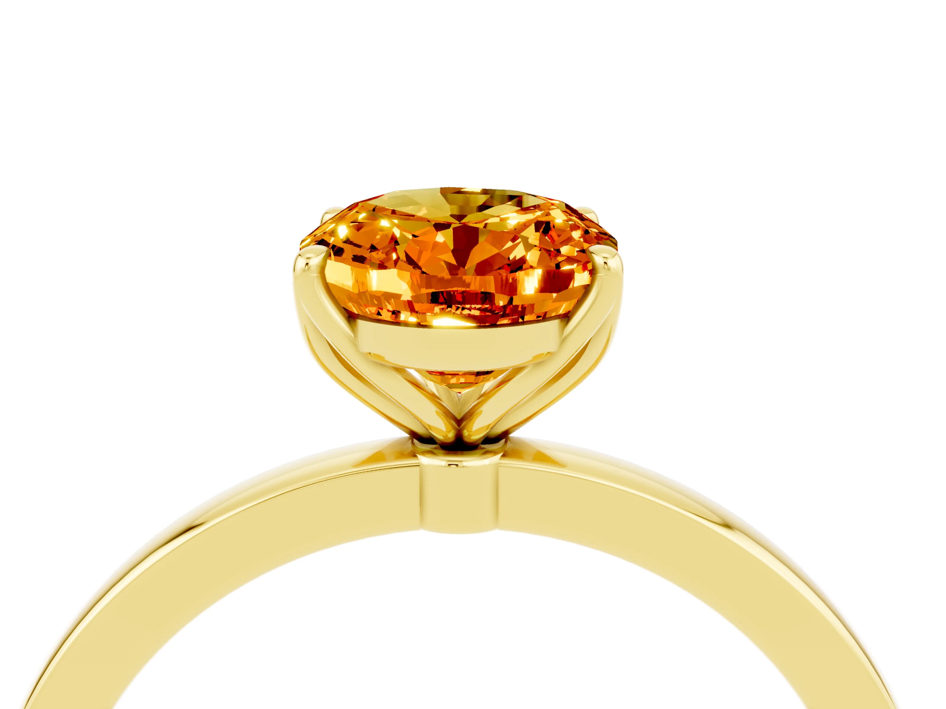 Yellow gold Oval Cut Solitaire Diamond Ring with Thin Band and Four-Prong Setting_4