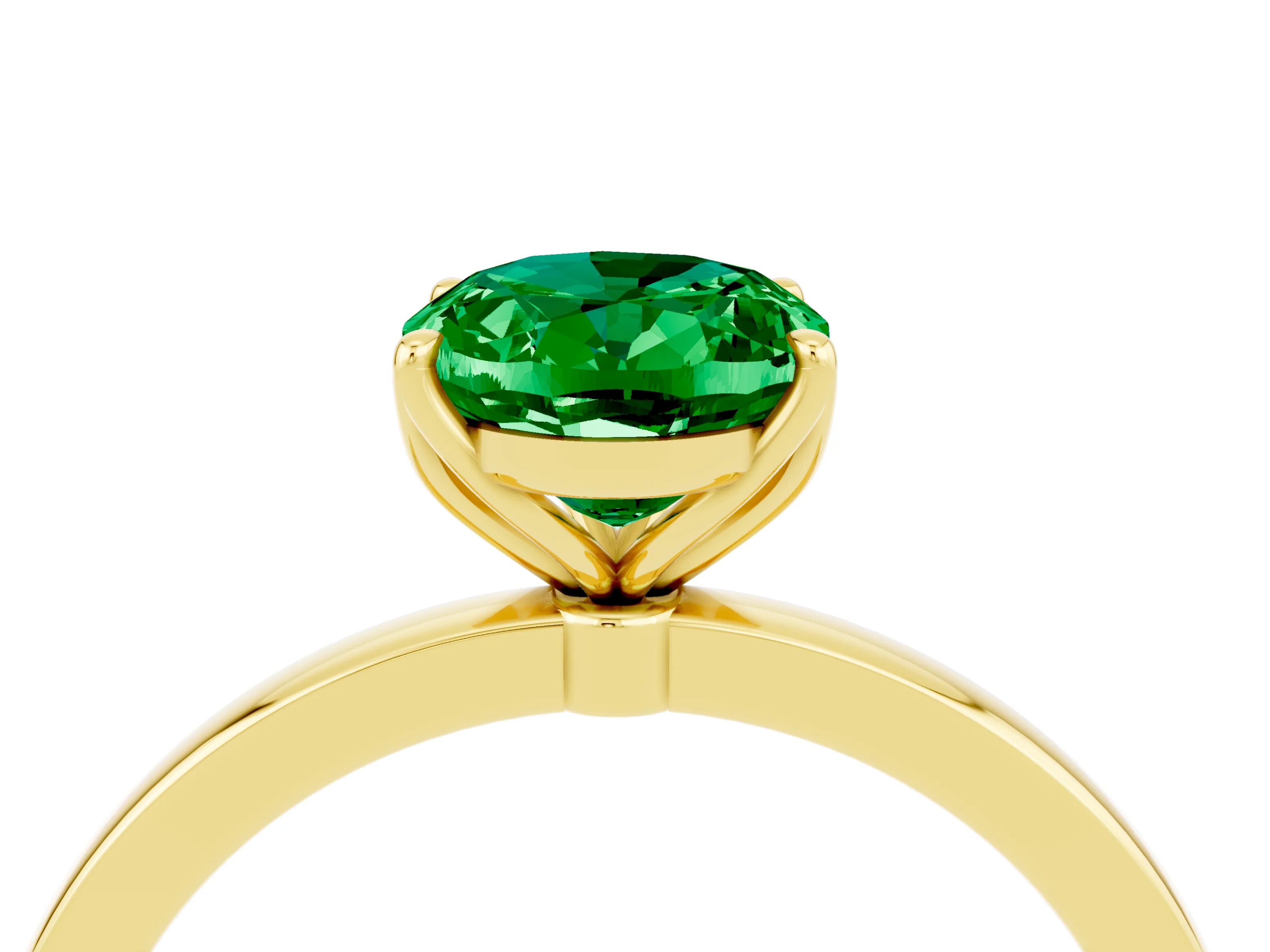 Yellow gold Oval Cut Solitaire Diamond Ring with Thin Band and Four-Prong Setting_4