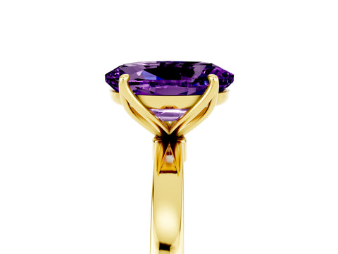 Yellow gold Oval Cut Solitaire Diamond Ring with Thin Band and Four-Prong Setting_5