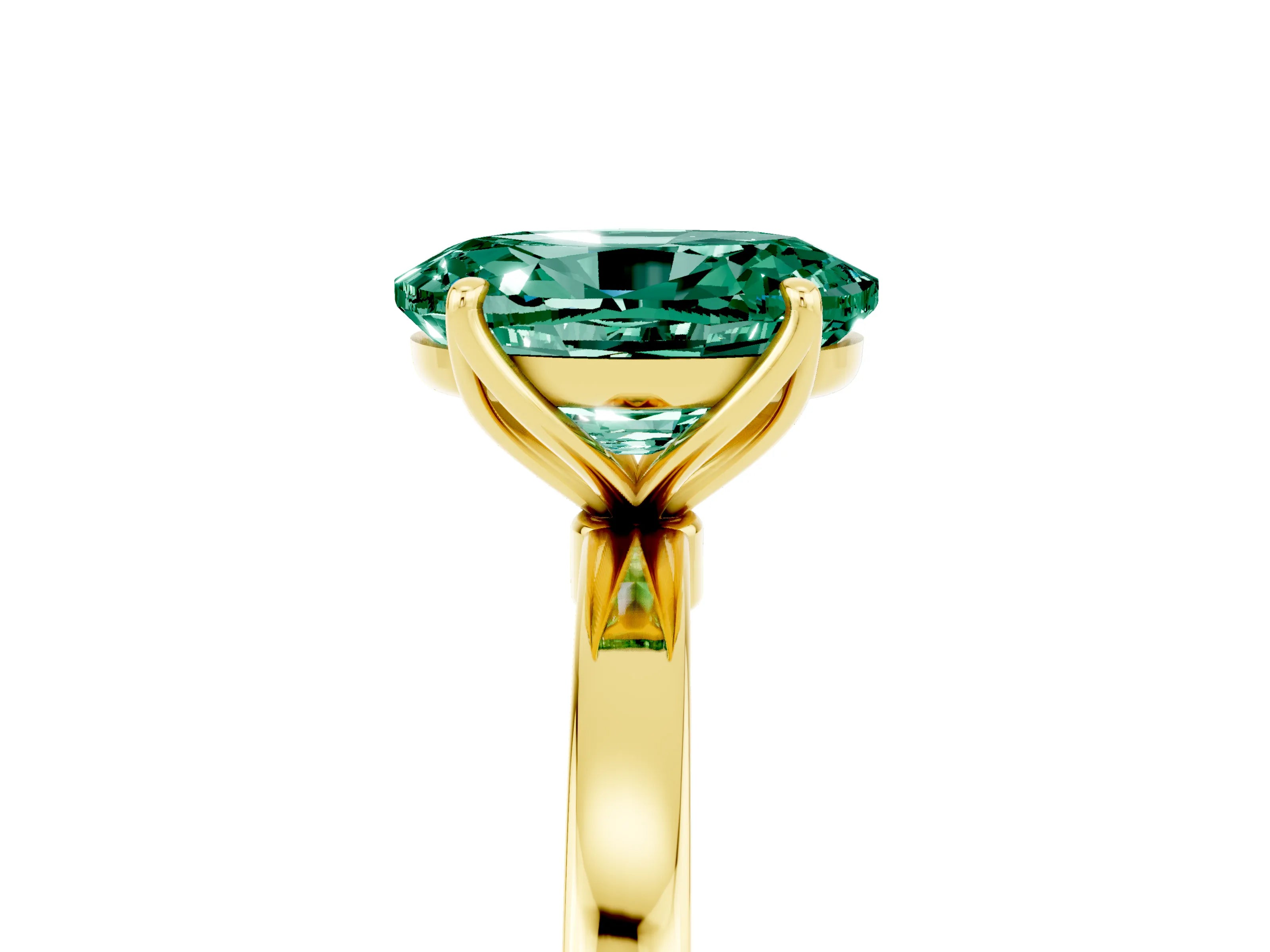 Yellow gold Oval Cut Solitaire Diamond Ring with Thin Band and Four-Prong Setting_5