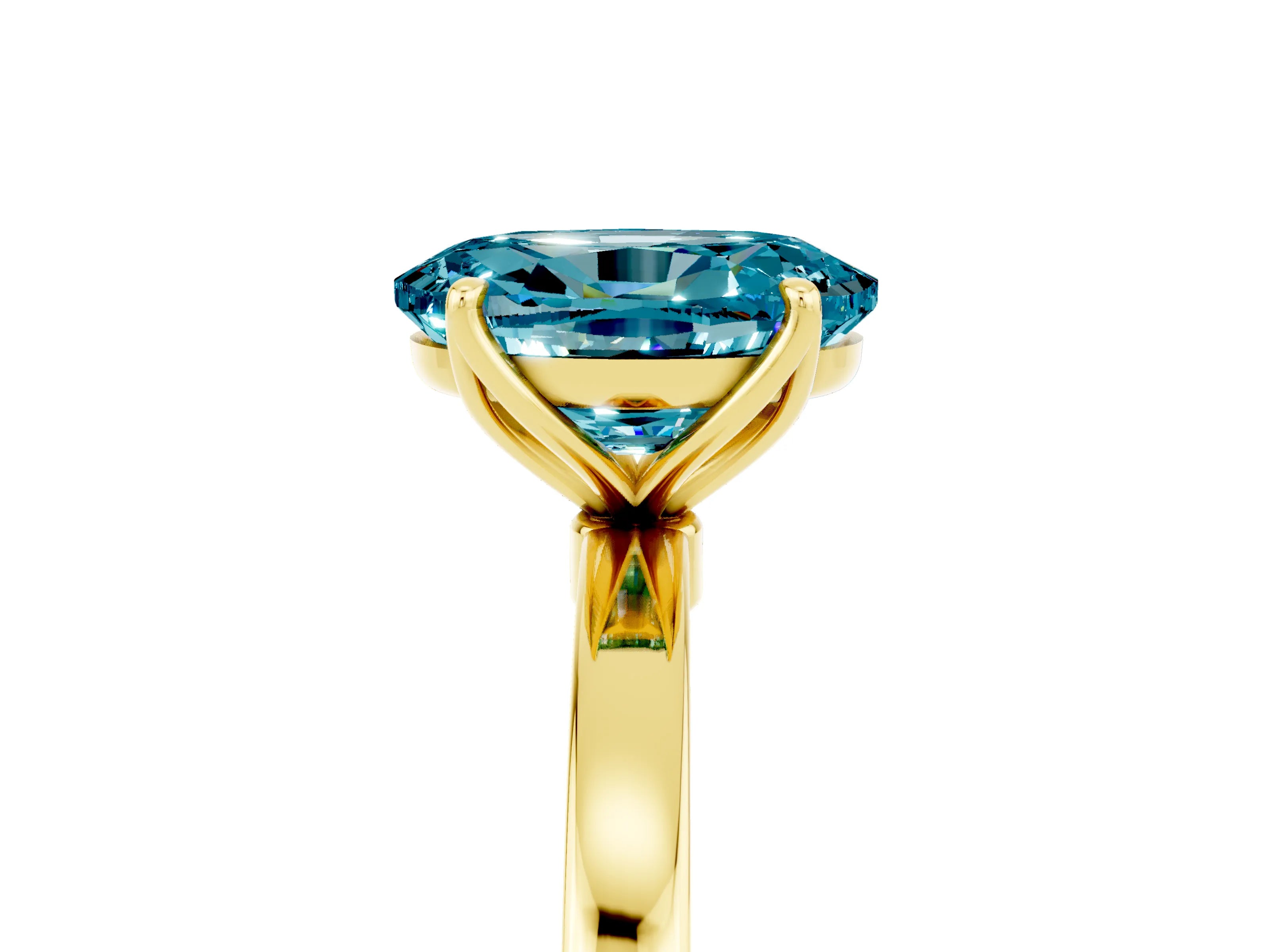 Yellow gold Oval Cut Solitaire Diamond Ring with Thin Band and Four-Prong Setting_5