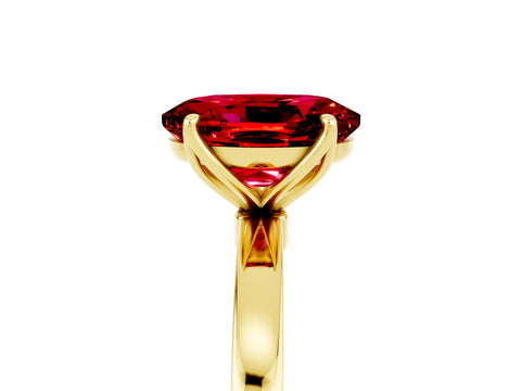 Yellow gold Oval Cut Solitaire Diamond Ring with Thin Band and Four-Prong Setting_5