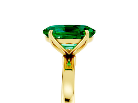 Yellow gold Oval Cut Solitaire Diamond Ring with Thin Band and Four-Prong Setting_5