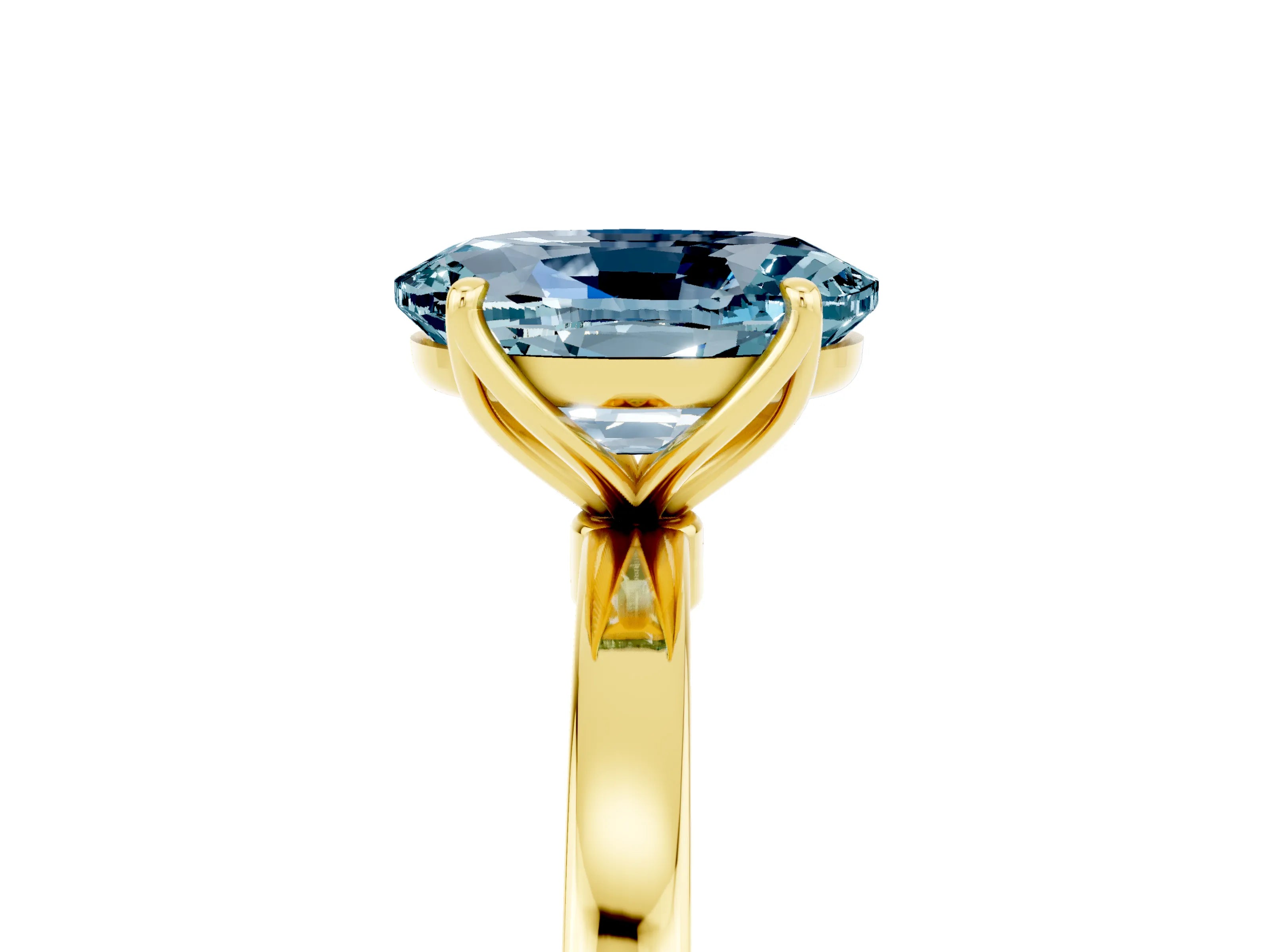 Yellow gold Oval Cut Solitaire Diamond Ring with Thin Band and Four-Prong Setting_5