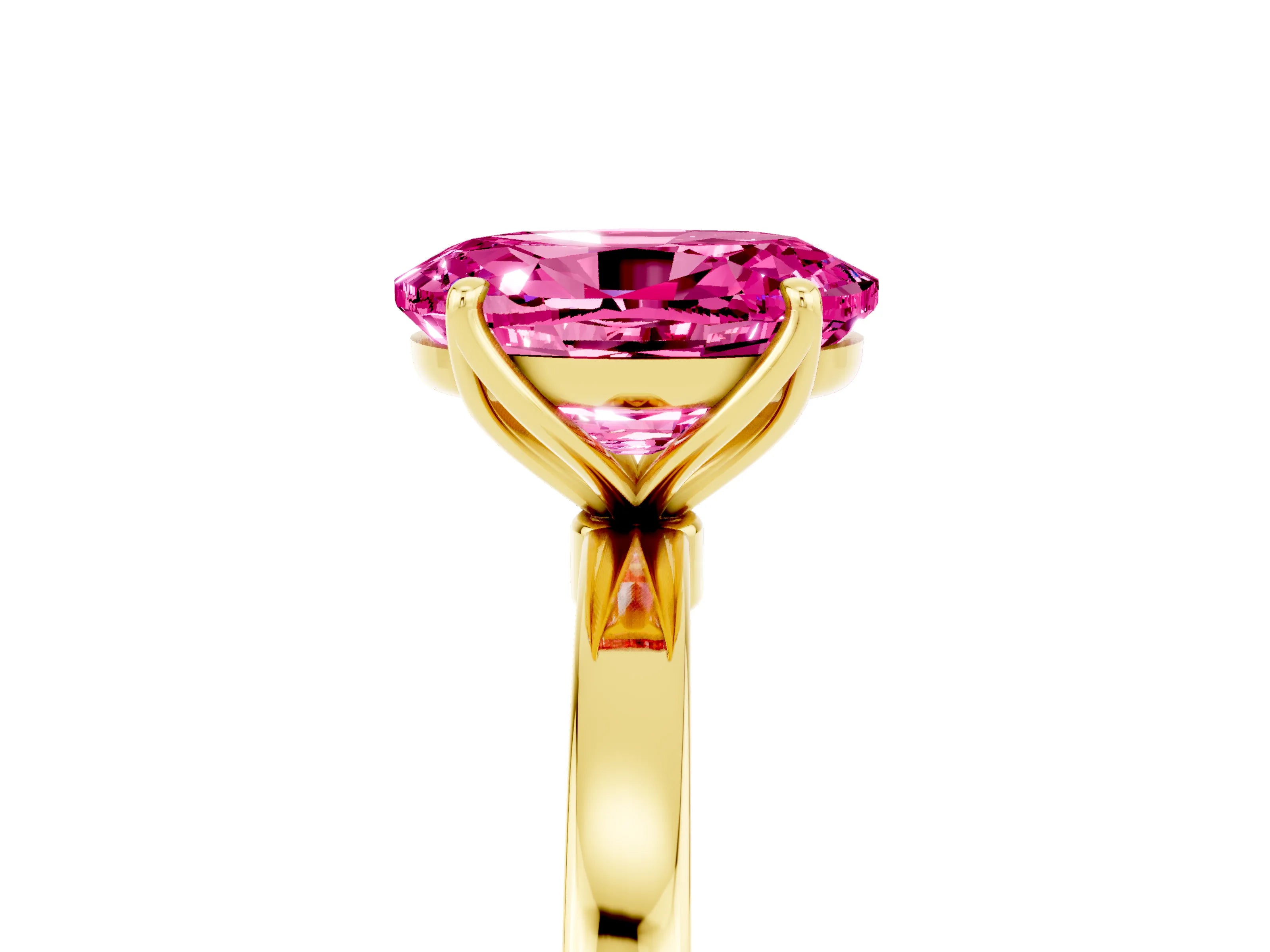 Yellow gold Oval Cut Solitaire Diamond Ring with Thin Band and Four-Prong Setting_5