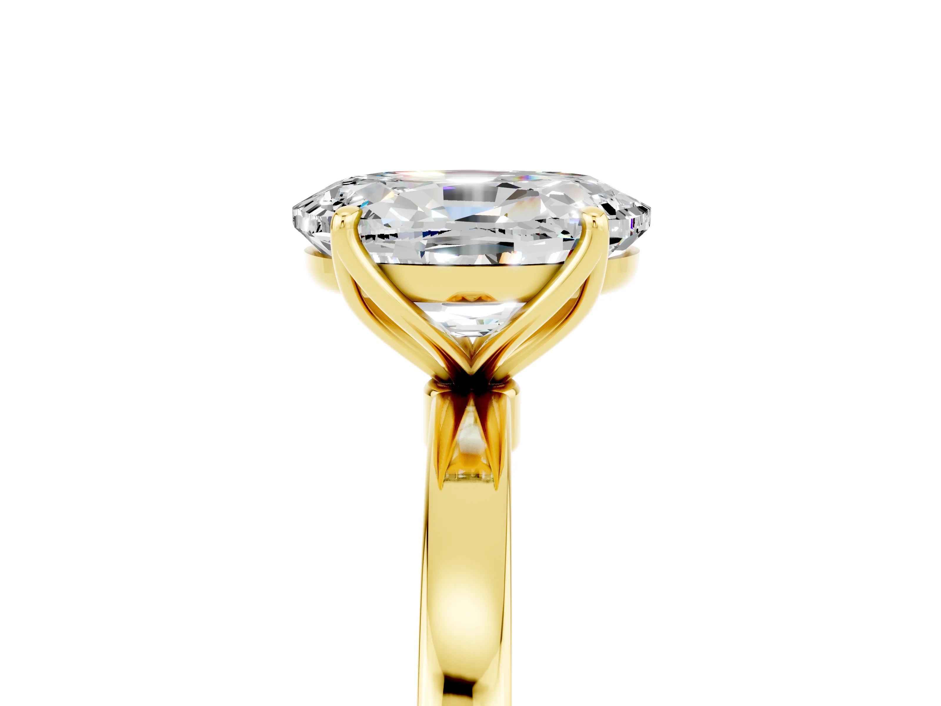 Yellow gold Oval Cut Solitaire Diamond Ring with Thin Band and Four-Prong Setting_5