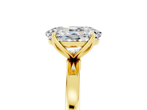 Yellow gold Oval Cut Solitaire Diamond Ring with Thin Band and Four-Prong Setting_5