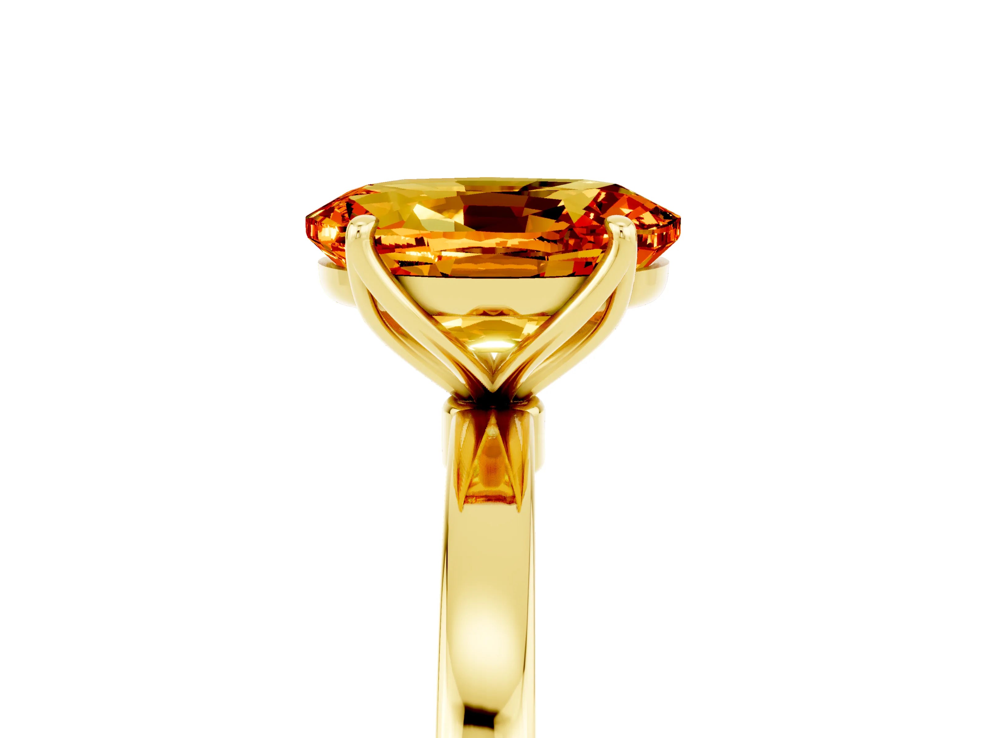 Yellow gold Oval Cut Solitaire Diamond Ring with Thin Band and Four-Prong Setting_5