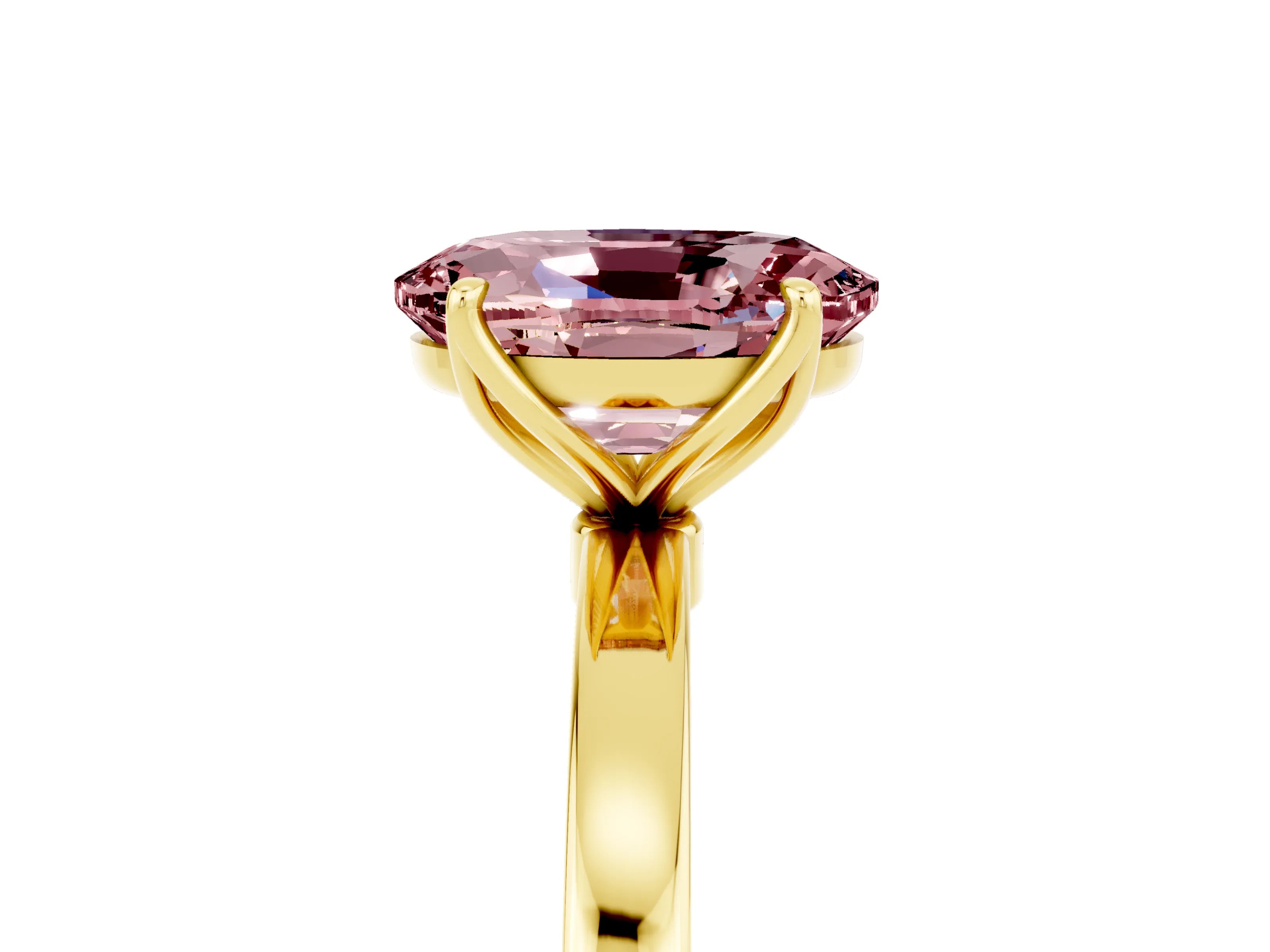 Yellow gold Oval Cut Solitaire Diamond Ring with Thin Band and Four-Prong Setting_5