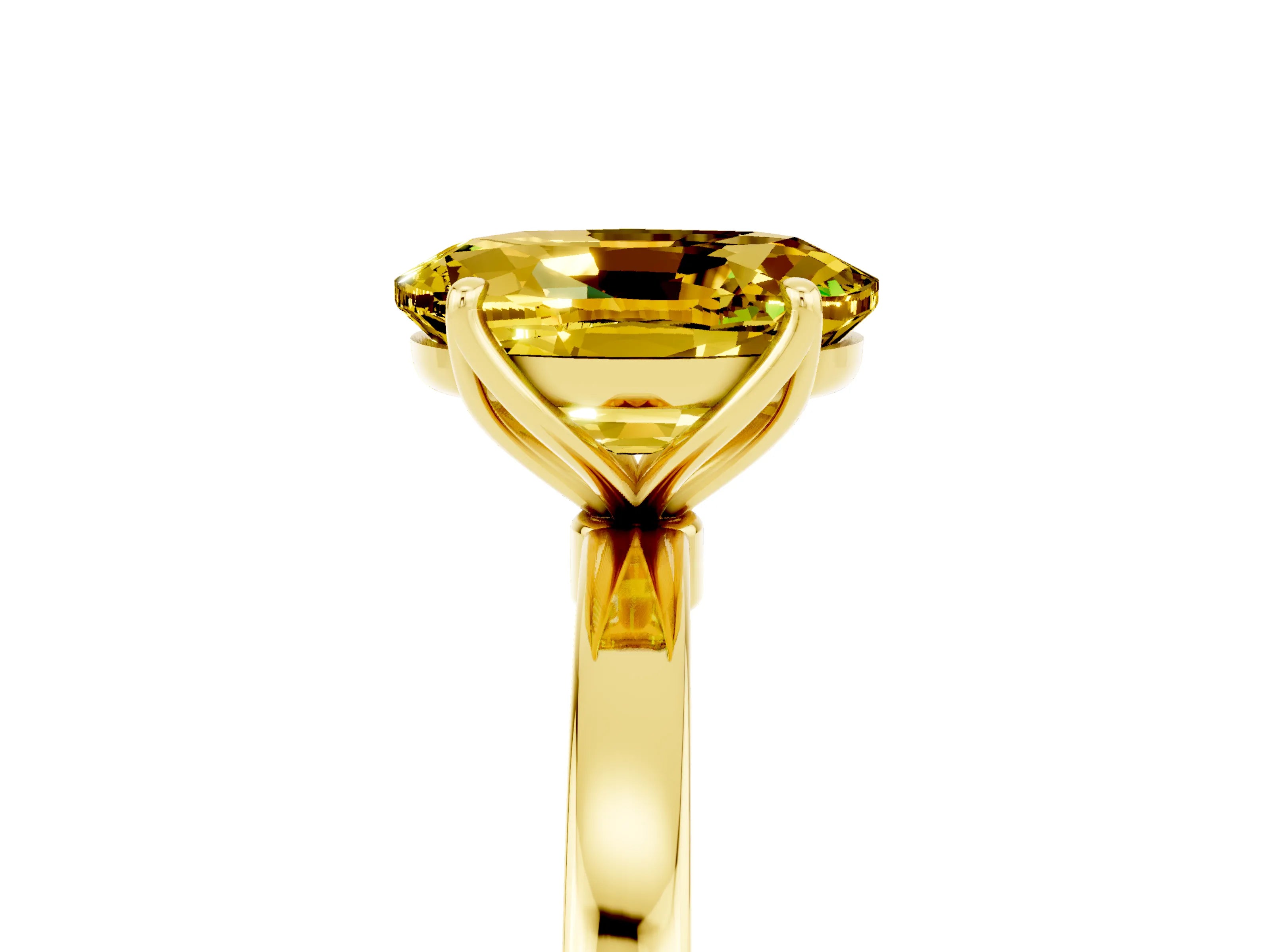 Yellow gold Oval Cut Solitaire Diamond Ring with Thin Band and Four-Prong Setting_5