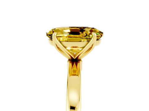 Yellow gold Oval Cut Solitaire Diamond Ring with Thin Band and Four-Prong Setting_5