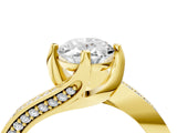 Yellow gold Oval Cut Solitaire Diamond Twist Band with Pavé Setting and Four-Prong Setting_11