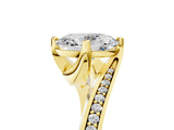 Yellow gold Oval Cut Solitaire Diamond Twist Band with Pavé Setting and Four-Prong Setting_12