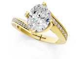 Yellow gold Oval Cut Solitaire Diamond Twist Band with Pavé Setting and Four-Prong Setting_8