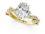 Yellow gold Oval Cut Solitaire Diamond Twisted Band with Pave Setting_67
