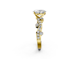 Yellow gold Oval Cut Solitaire Diamond Twisted Band with Pave Setting_68